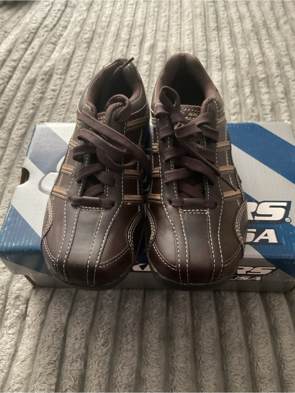Skechers Kids Brown Lace-Up leather Sneakers